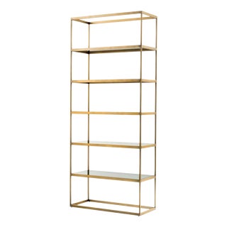 Industrial Cabinet in Brushed Brass Finish and Smoke Glass For Sale