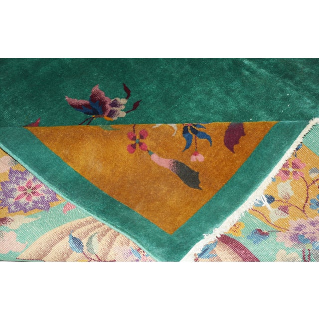 Art Deco Antique Chinese Art Deco Hand Knotted Wool Rug, 8'9x11'6 For Sale - Image 3 of 4