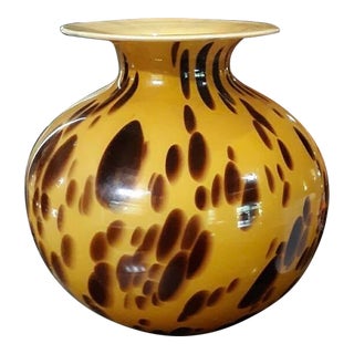 Vintage Murano Style Tortoise Glass Vase For Sale