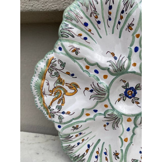 French Faience Oyster Plate Moustiers Style, Circa 1940 For Sale - Image 4 of 5
