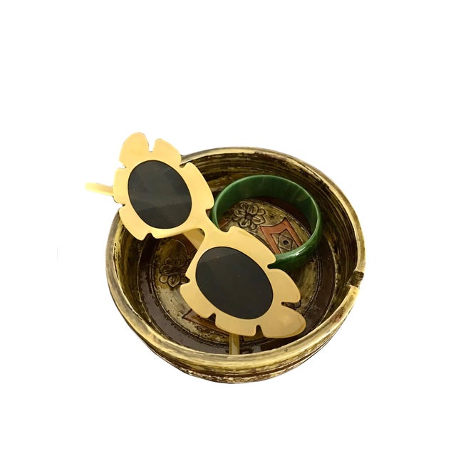 Mid-Century Modern Italy Mid Century 1950s Hand Painted Green Ceramic Ashtray Bowl Catch All / Raymor Bitossi Aldo Londi For Sale - Image 3 of 6