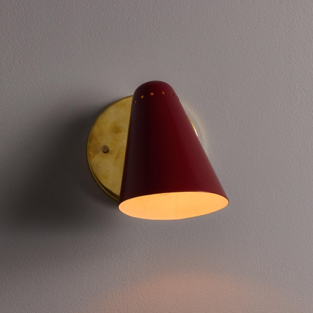 1960s Stilnovo Perforated Red Metal and Brass Articulating Sconces - a Pair For Sale - Image 18 of 18