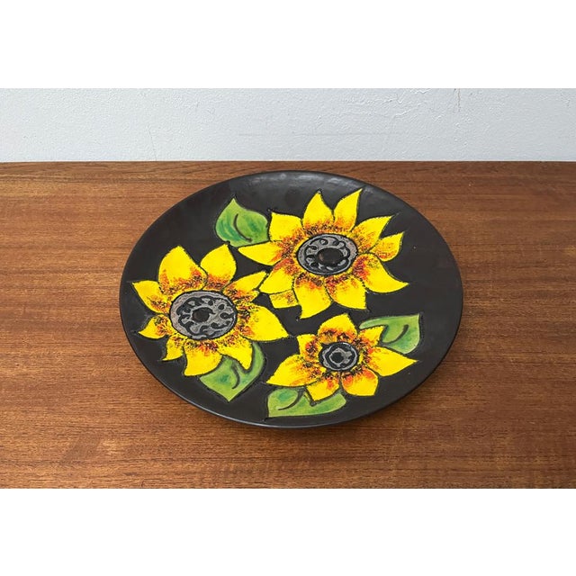 Mid-Century German Studio Pottery Wall Plate with Sunflower Design from Ruscha, 1960s For Sale - Image 11 of 18