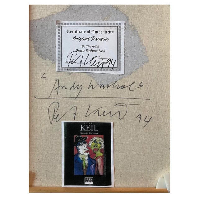 Abstract Expressionism “Andy Warhol” by Artist Peter Keil Original Titled Painting Framed For Sale - Image 3 of 7