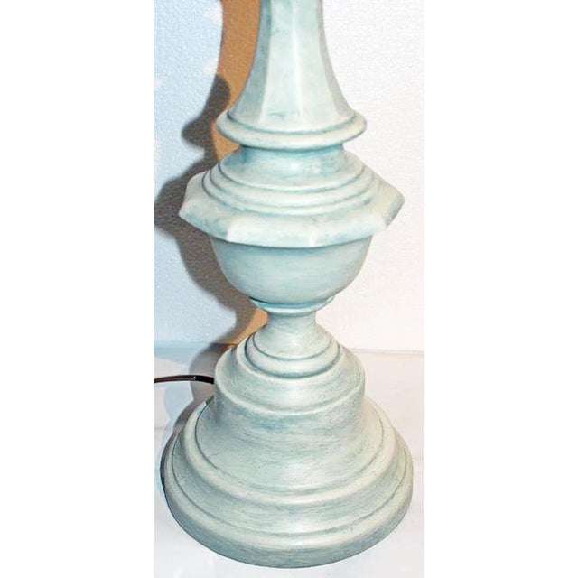 Traditional Vintage Painted Brass Lamp For Sale - Image 3 of 4