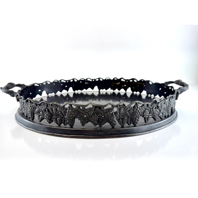 Antique Cast Iron Tray With Grape and Leaf Motif For Sale - Image 10 of 14