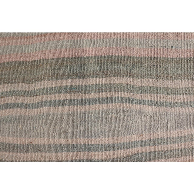 Textile Vintage Turkish Kilim With Vertical Stripes in Sage Green, Sand, and Faded Rose For Sale - Image 7 of 11