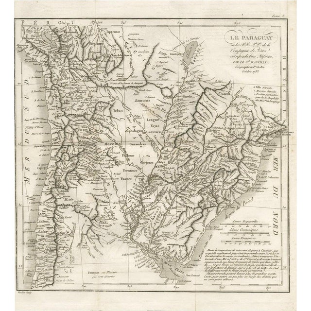 Antique Map of Paraguay and Jesuit Missions by Danville, 1733 For Sale