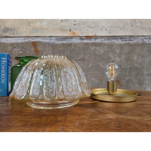 Gold Floral Glass Ceiling Light from Fischer Leuchten, 1970s For Sale - Image 8 of 10