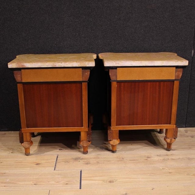Brown 20th-Century Italian Bedside Tables with Marble Top, 1970s, Set of 2 For Sale - Image 8 of 13