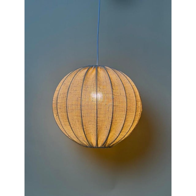 Mid-Century Modern Swedish White Fabric and Metal Balloon Pendant Light, 1960s For Sale - Image 4 of 14