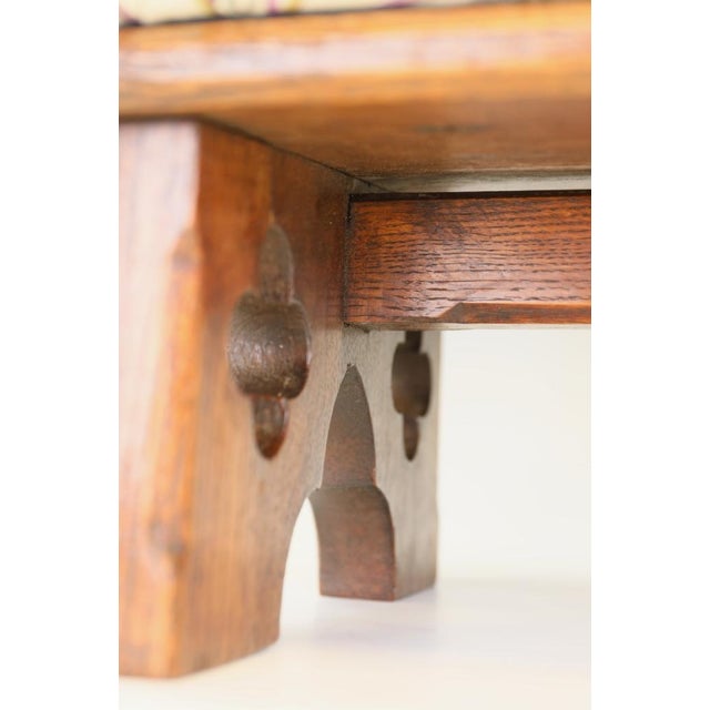Purple Victorian Gothic Revival Oak Ottomans in the style of Pugin, 1870s, Set of 2 For Sale - Image 8 of 16