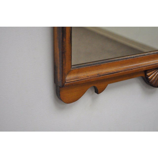 Vintage Maple Wood Federal Style Broken Arch Urn Finial Wall Mirror