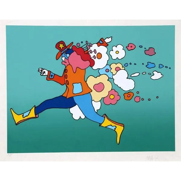 Peter Max, German/American (1937) Flower Jumper Date: 1978 Screenprint on Arches, signed and numbered in pencil Edition of...