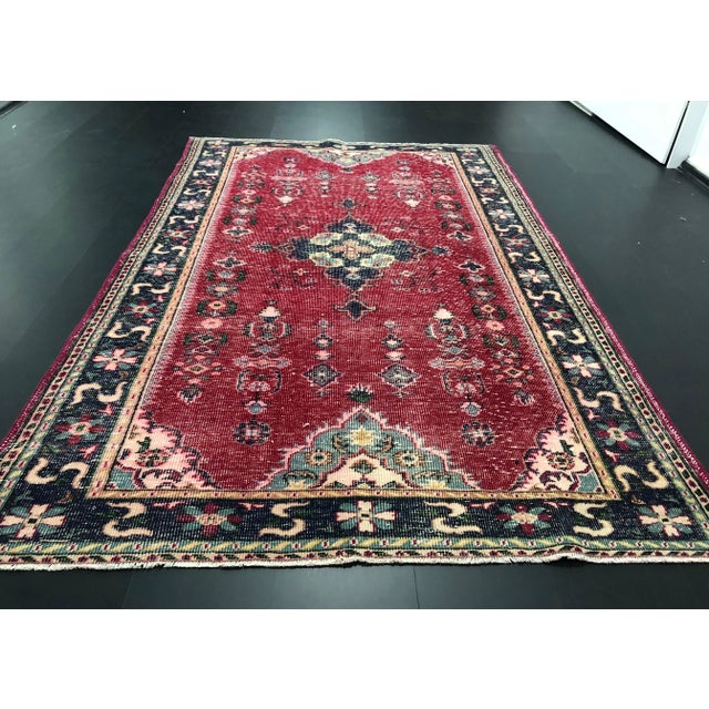 Turkish 1970s Vintage Turkish Handmade Area Rug - 6′5″ × 10′ For Sale - Image 3 of 11