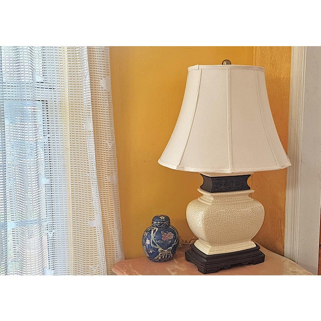 Ceramic Contemporary Oriental‑Style Crackle Glaze Ceramic Lamp – Ul Listed For Sale - Image 7 of 18