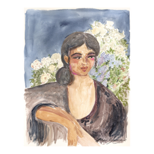 Portrait VIII - Original Figurative Feminine Watercolor Painting on Paper by Ama Liyanage