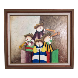 Late 20th Century Joyce Roybal Original Painting on Canvas | Musicians | Signed & Framed Artwork