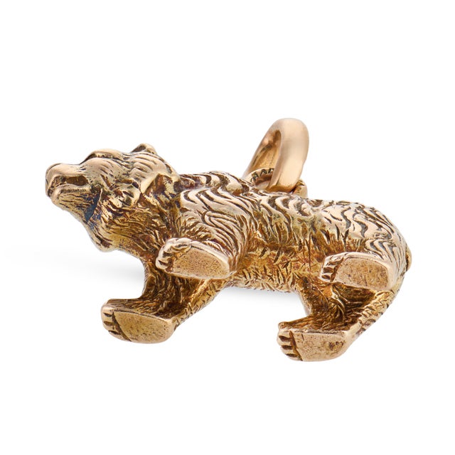 Metal Vintage 10k Yellow Gold Bear Charm Pendant For Sale - Image 7 of 7
