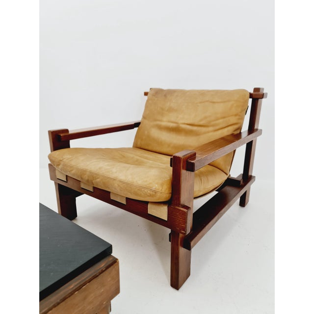 Mid-Century Lounge Chairs and Coffee Table in Leather and Wood by Carl Straub, Germany, 1960s, Set of 3 For Sale - Image 9 of 18
