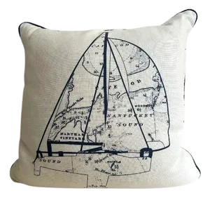 Cape Cod and Islands Nautical Chart Linen Pillow