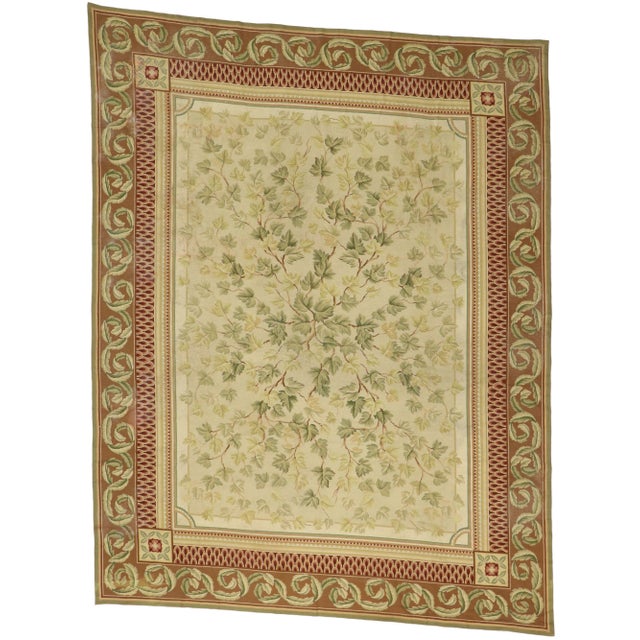 Mid 20th Century Vintage Needlepoint English Cottage Ivy Style Rug, 08'10 X 11'04 For Sale - Image 10 of 10