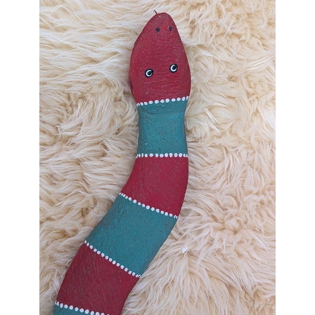 Green Vintage Highly Collectible Davila Hand Carved Painted Wood Snake For Sale - Image 8 of 8