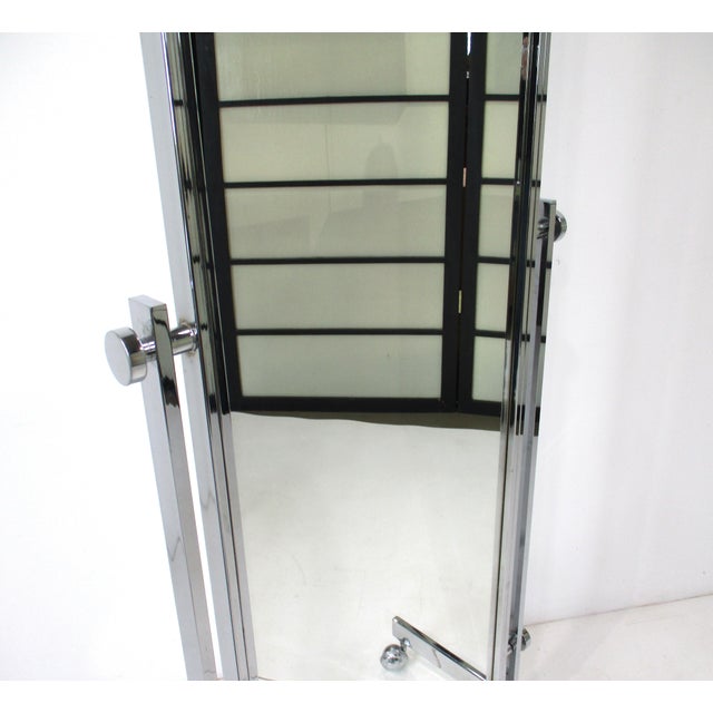 Mid-Century Modern Full Length Rolling Chrome 2 Sided Dressing Mirror For Sale - Image 3 of 9