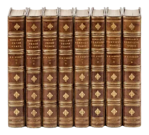 Late 19th Century Leather Volume Set, Percy Bysshe Shelley's Verse and Prose - Set of 8