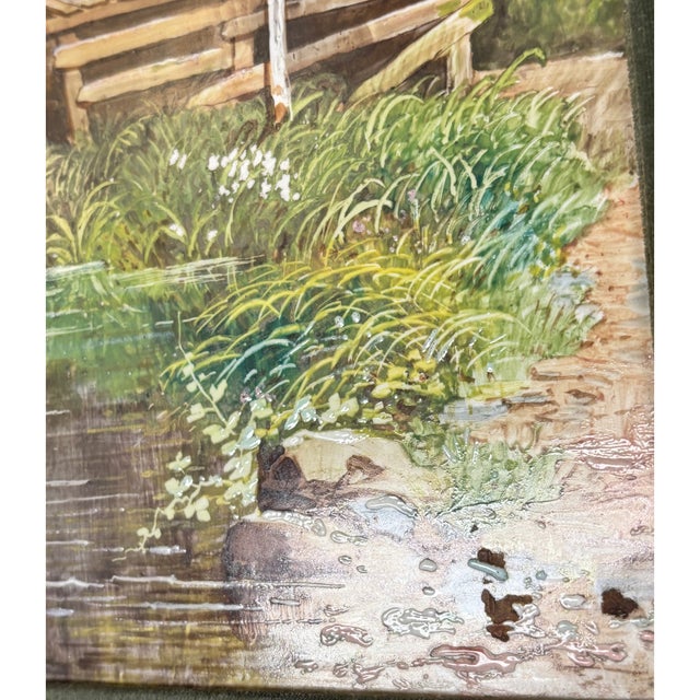 Late 19th Century Late 19th Century Signed by E. Buffet Victorian Oil on Porcelain Painting of a River Scene For Sale - Image 5 of 12