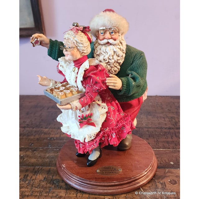 Red Great Resin Holiday Christmas Statue Santa and Mrs. Claus ~ Santa Steals a Kiss & a Cookie For Sale - Image 8 of 8