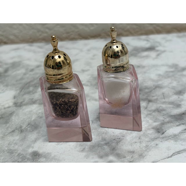 Pink Vintage Mikasa Pink Glass Salt & Pepper Shakers-a Pair For Sale - Image 8 of 9