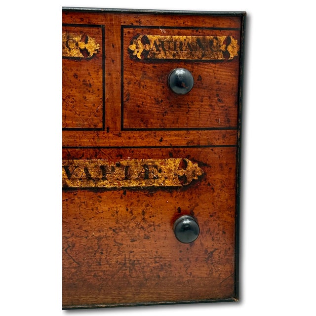 Authentic Antique Mahogany Apothecary Shop Medicinal Drawer Front Now for Wall Decoration - Very Early 19th Century For Sale - Image 12 of 18