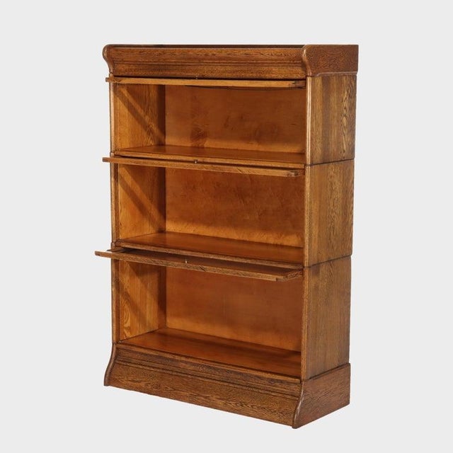 Antique Globe Wernicke School Oak Three Stack Bookcase C1920. Measures - Overall 50"h x 34.25"w x 13.5"d This antique...
