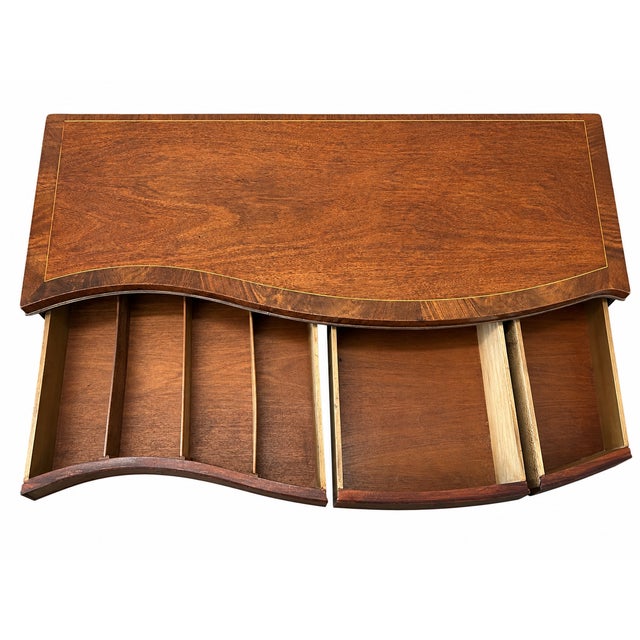 Mid 20th Century Vintage Heritage Henredon Serpentine Dresser With Inlaid Mahogany Drawers For Sale - Image 5 of 12