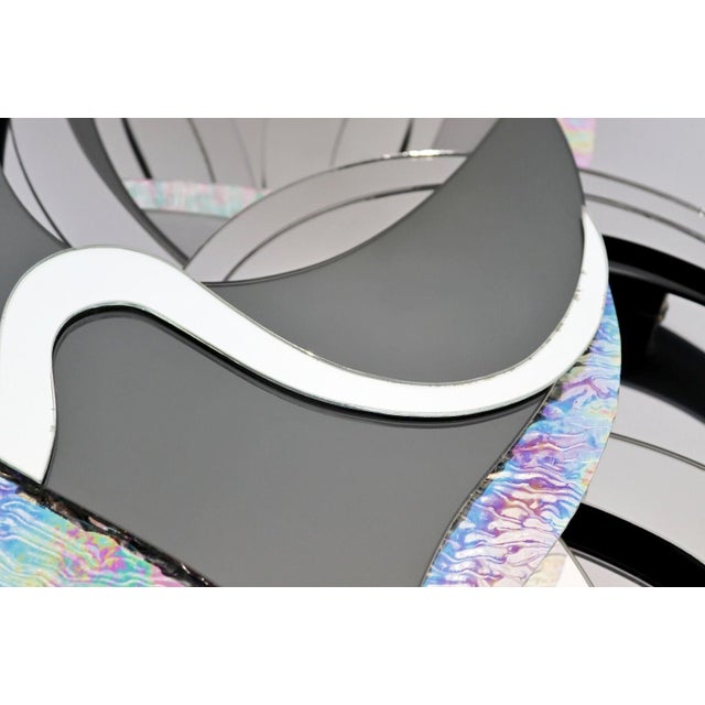 Contemporary Modern 1980s Abstract Black and White Hanging Wall Art Mirror For Sale - Image 4 of 7