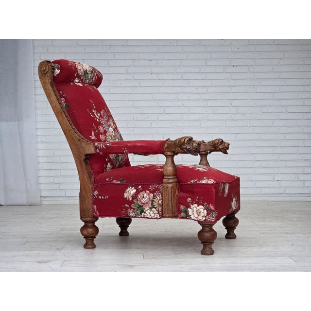 Vintage Danish Lounge Chair in Furniture Cotton Fabric, 1930s For Sale - Image 18 of 18