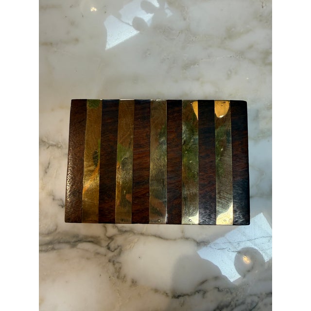 1970s Italian Brass-Banded Wood Box, 1970s For Sale - Image 5 of 6