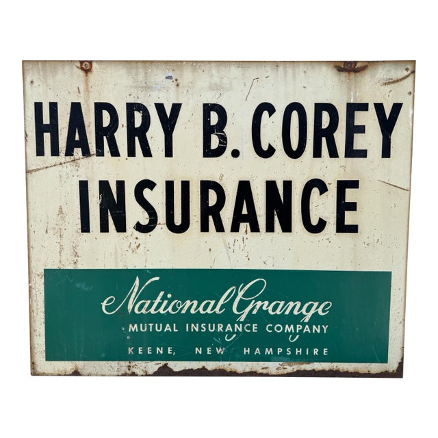 Antique Metal Double Sided National Grange Mutual Insurance Advertising Sign 36" For Sale