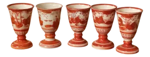 19th Century Kutani Porcelain Sake Set, Japan, 1890s, Set of 5
