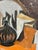 Orange Midcentury Cubist Still Life Painting For Sale - Image 8 of 12