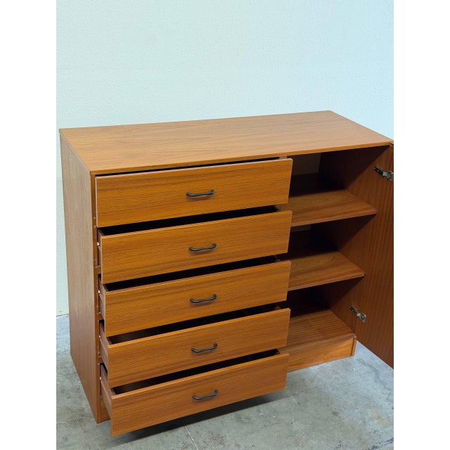 1960s Danish Mid Century Teak Gentleman’s Chest Tall Dresser Wardrobe Cabinet For Sale - Image 9 of 10