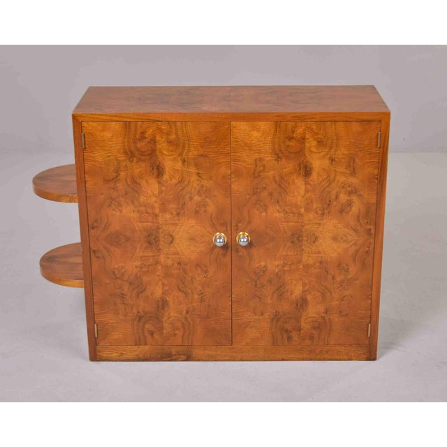 French Art Deco Burl Walnut Cabinet With Shelf Display For Sale - Image 4 of 13