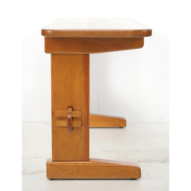 Brown Vintage Wooden Refectory Trestle Table For Sale - Image 8 of 12