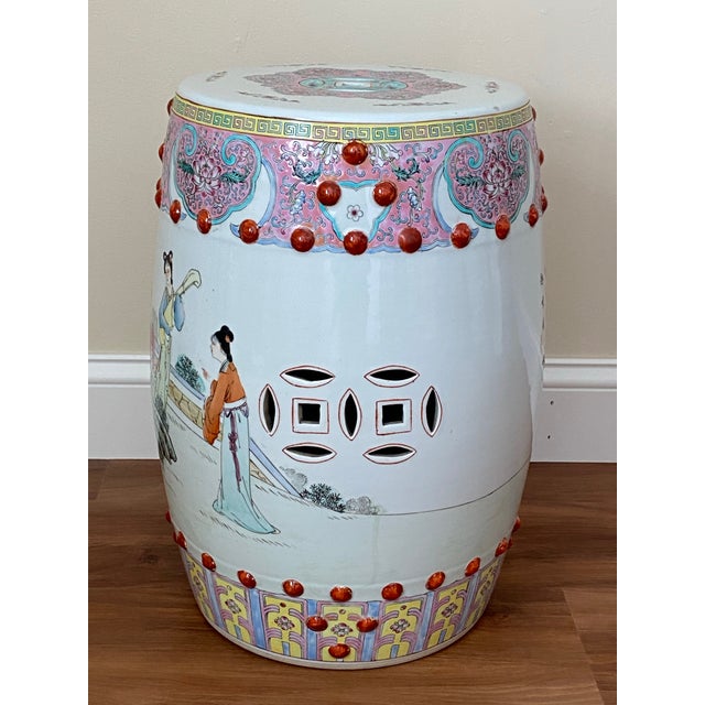 Vintage Famille Rose Porcelain Garden Stool For Sale - Image 4 of 12