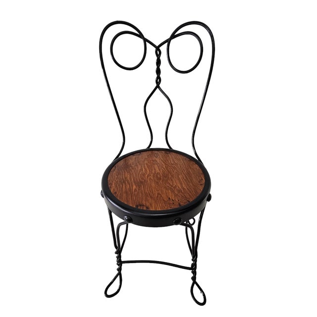 Circa 1910 American Victorian Child's Twisted Wire Chair With Original Wood Seat For Sale - Image 4 of 11