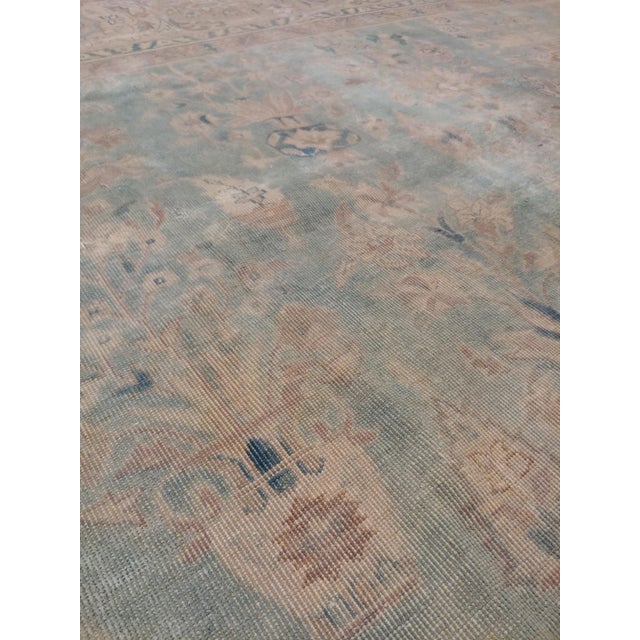 Antique Indian Agra Carpet, Handmade Rug, Green - Blue, Taupe, Beige, Allover For Sale - Image 14 of 18