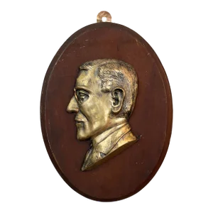Antique President Woodrow Wilson Brass Profile Sculpture