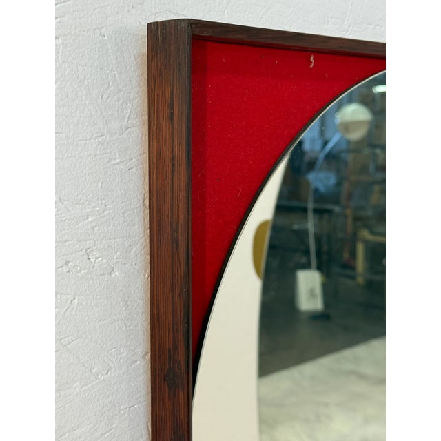 1970s Mid-Century Square Mirror With Red Backing, Italy 1970s For Sale - Image 5 of 6