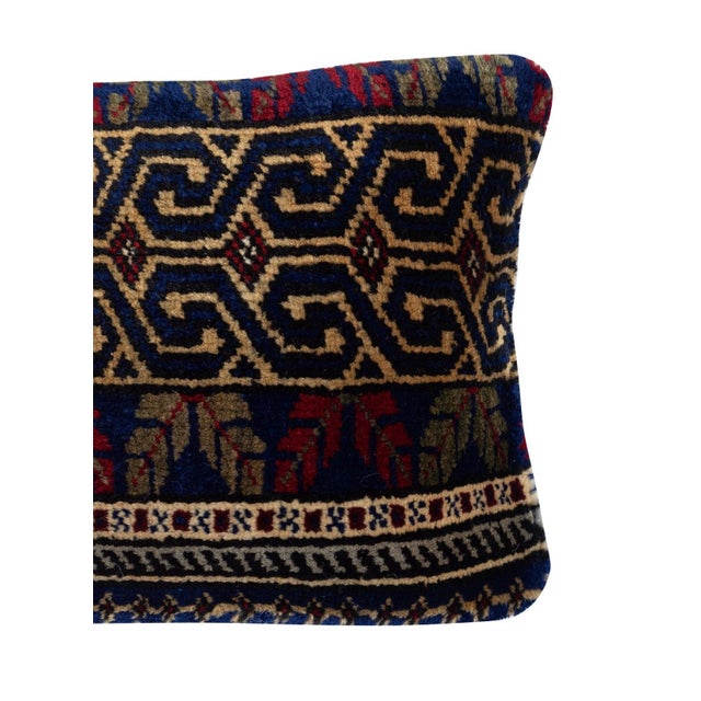 Traditional 13"x20" Vintage Wool Cushion Cover. Handknotted Rug Pillow. Turkish Throw Pillow For Sale - Image 3 of 4